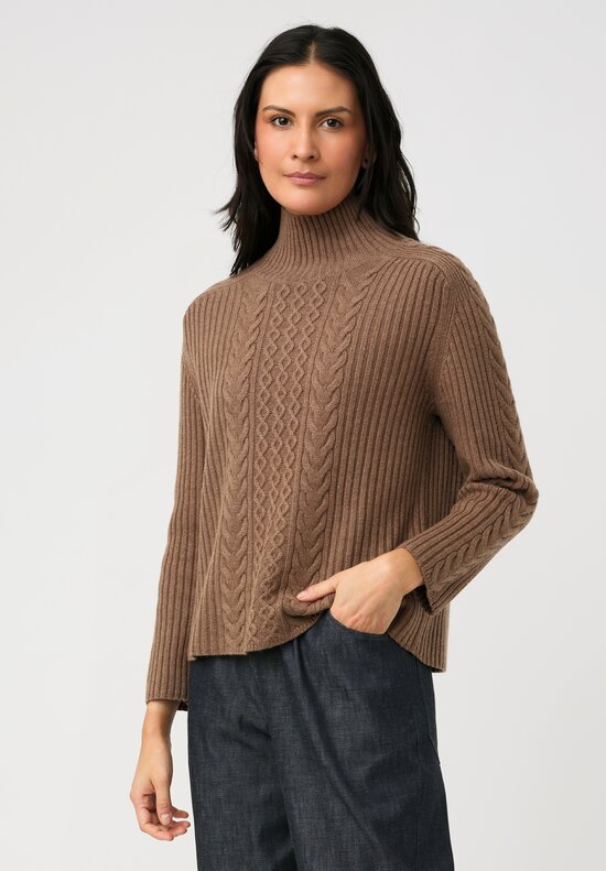 'S Max Mara Cashmere Blend Cable Knit Polo Neck Sweater