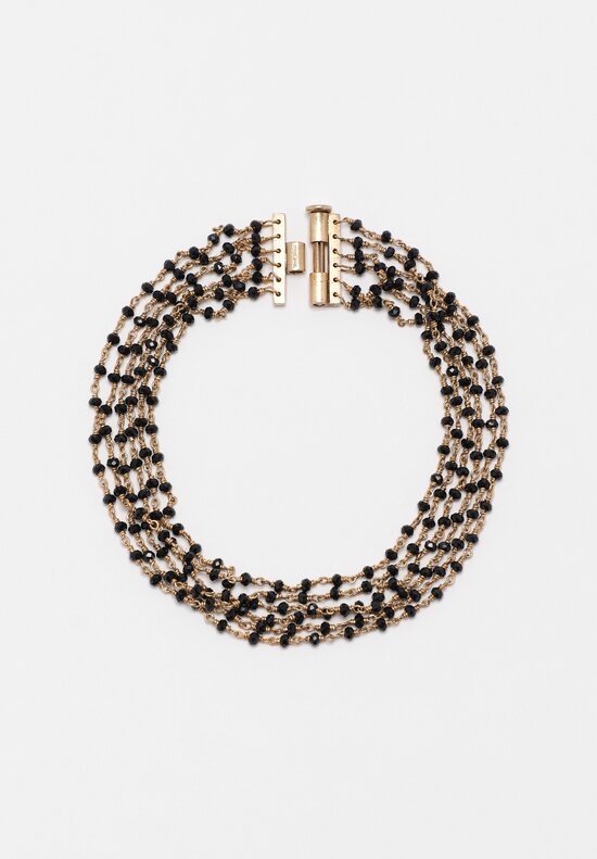 Anaconda 19K, 18K White Gold Chain & Black Spinel Rosary Bracelet 6.25