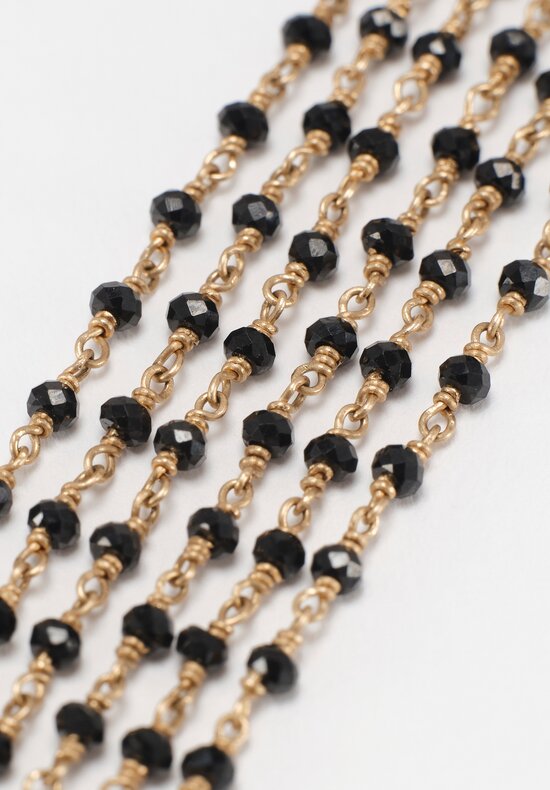 Anaconda 19K, 18K White Gold Chain & Black Spinel Rosary Bracelet 6.25