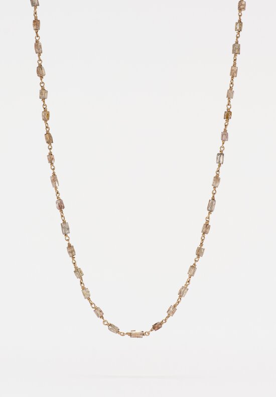 Anaconda 18K Rose & White Gold & Champagne Tube Diamond Micro Rosario Necklace