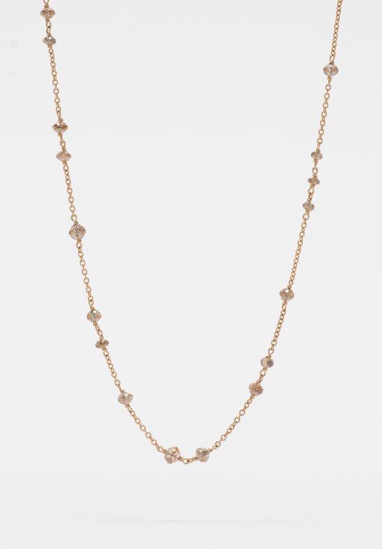 Anaconda 18K White Gold Chain & Champagne Diamond Glitter Necklace 16.25 4.54