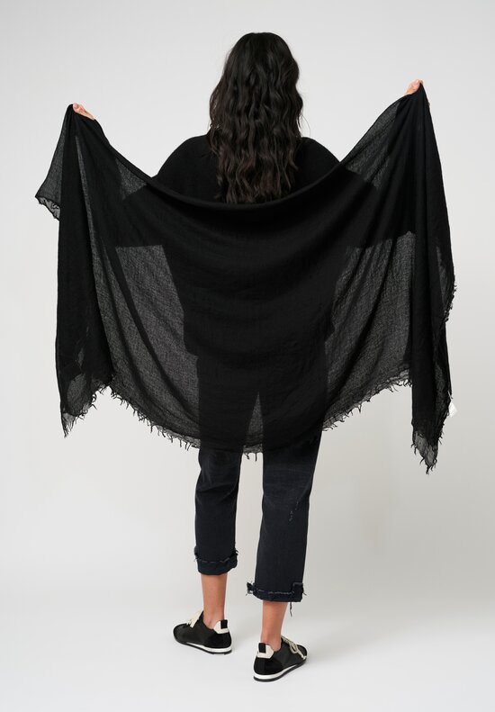 Frenckenberger Cashmere Woven Mono Scarf Black