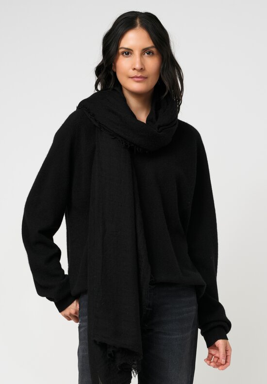 Frenckenberger Cashmere Woven Mono Scarf Black
