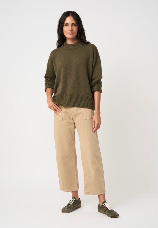 Eskandar Cashmere High Neck Ribbed Edge Sweater in Antique Bronze