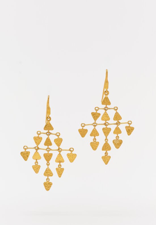 Ara Collection Hammered 24K Gold Triangle Chandelier Earrings 2