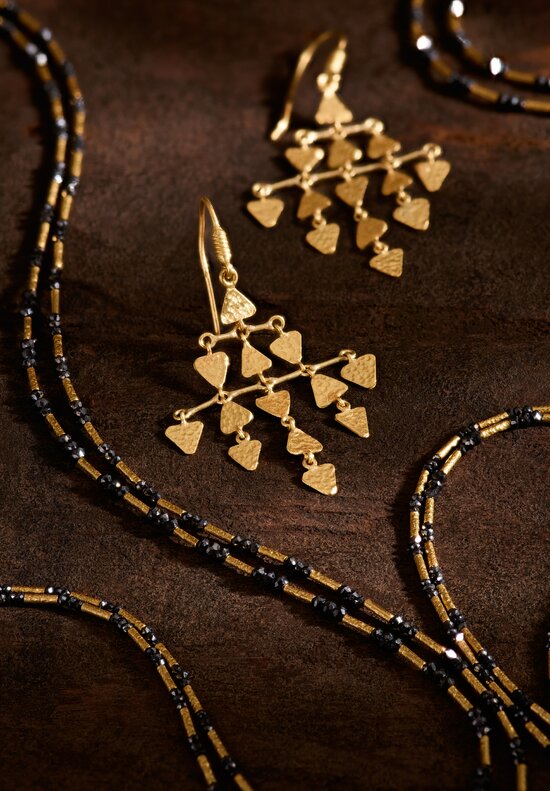 Ara Collection Hammered 24K Gold Triangle Chandelier Earrings 2