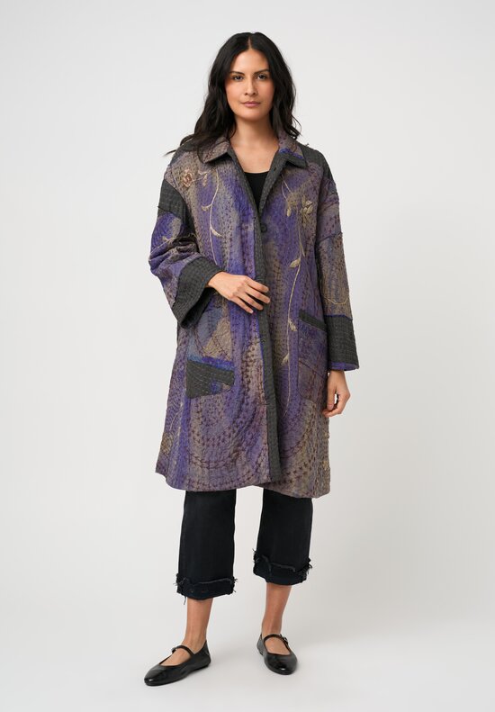 By Walid Antique Silk Blend Wadded Georgina Kimono Coat