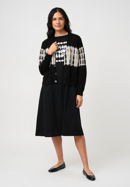 Suzusan Giza Cotton Jersey Nuisuji Shibori River Short Sleeve Dress
