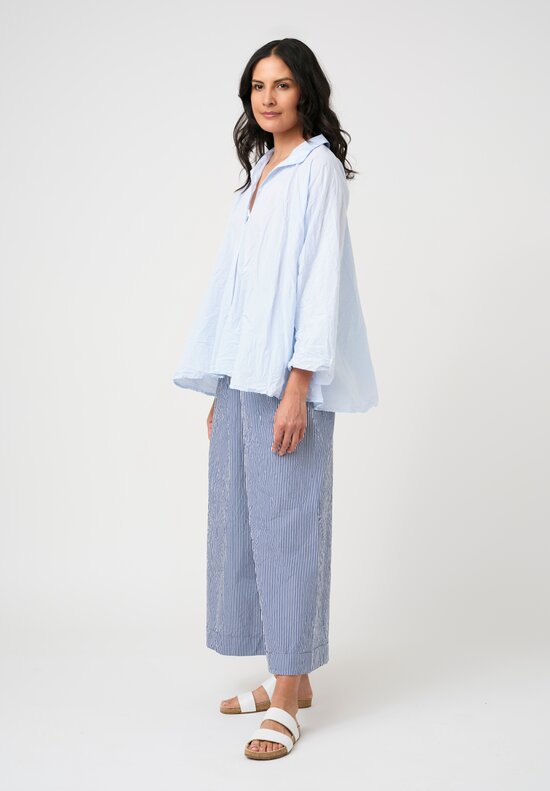 Daniela Gregis Washed Cotton Spicchi Colletto Top in Azzurro Blue