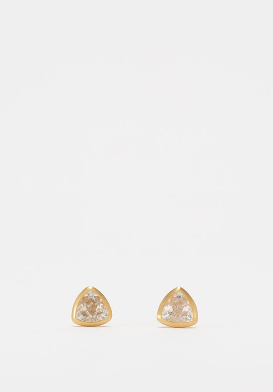 Kimberly Collins 18K Trillion Cut White Zircon Post Earrings