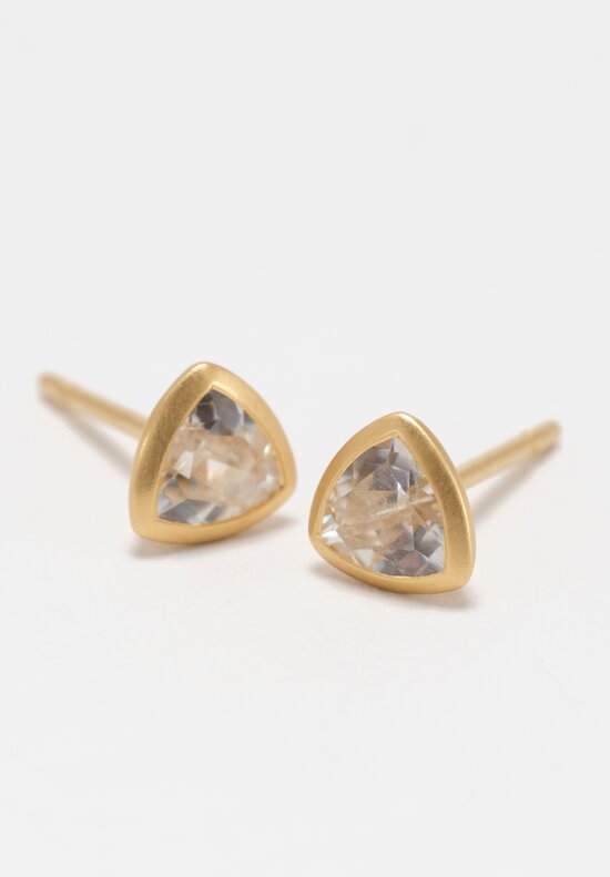Kimberly Collins 18K Trillion Cut White Zircon Post Earrings