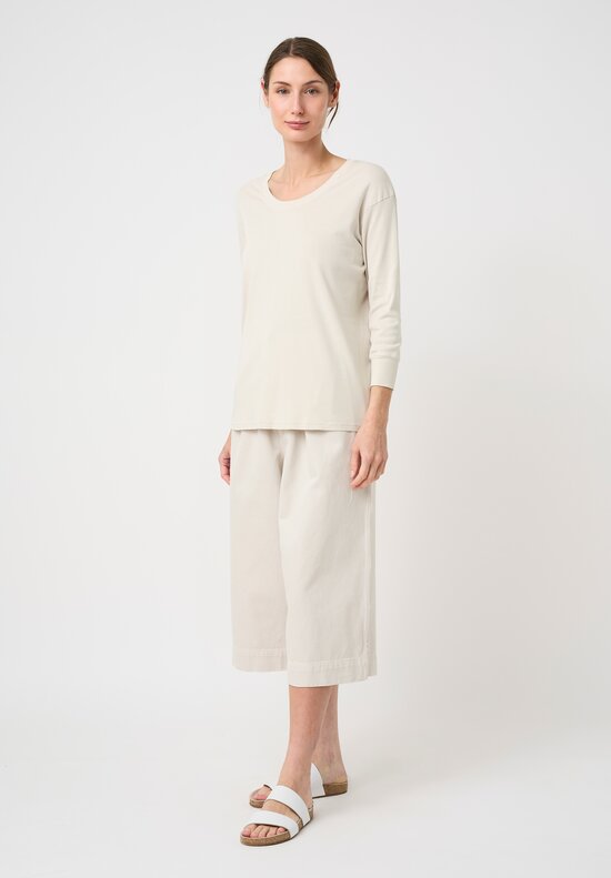 Lauren Manoogian Pima Cotton Ribbed Scoop Neck Tee in Greige Cream