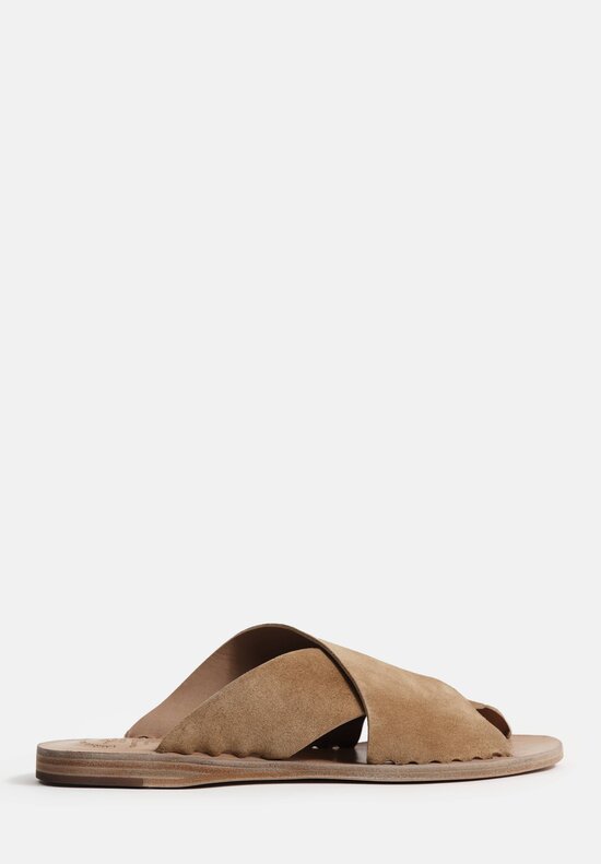 Officine Creative Suede Itaca Slip On Cross Strap Sandals