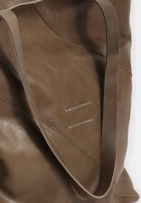 Daniele Basta Top Grain Leather Cristal Staple Tote Bag Olive Green