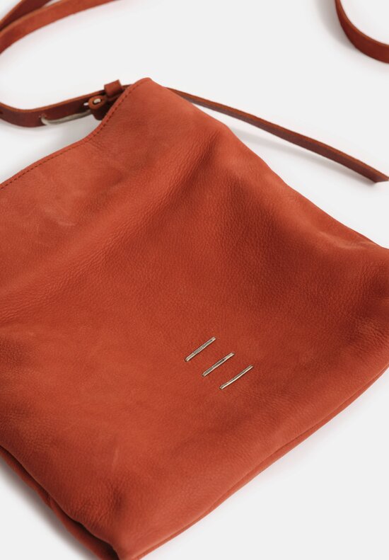 Daniele Basta Nubuck Leather Paper Staple Crossbody Bag Brick Red