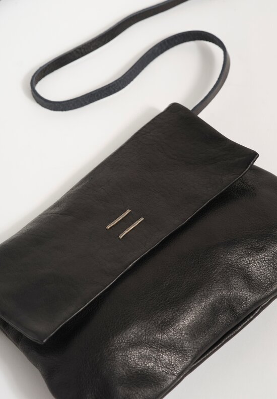 Daniele Basta Top Grain Leather Deng Piccola Staple Crossbody Bag Black