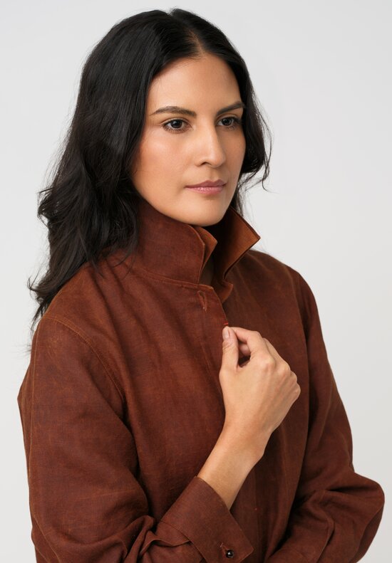 Sophie Hong Linen Double Stand Collar Shirt