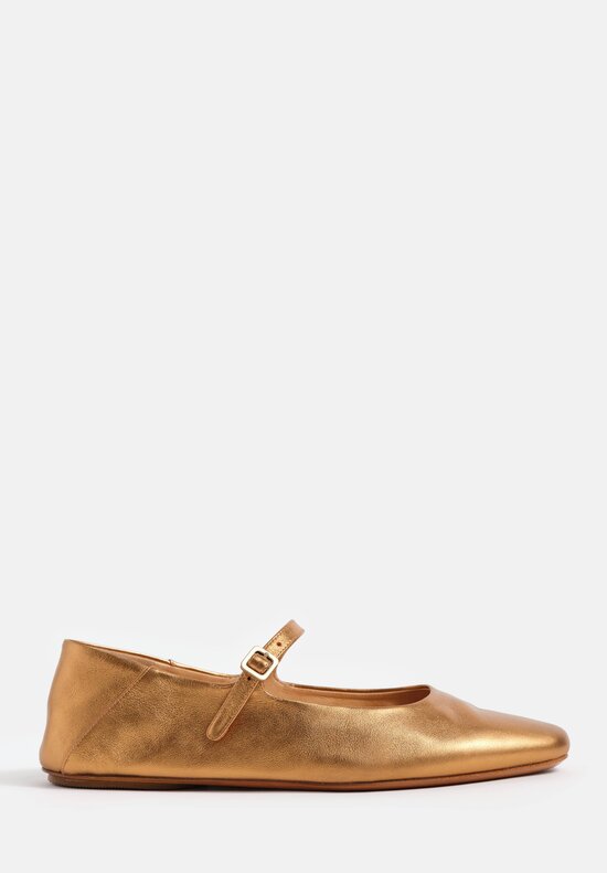 Marsèll Metallic Leather Strascico Mary Jane Flats