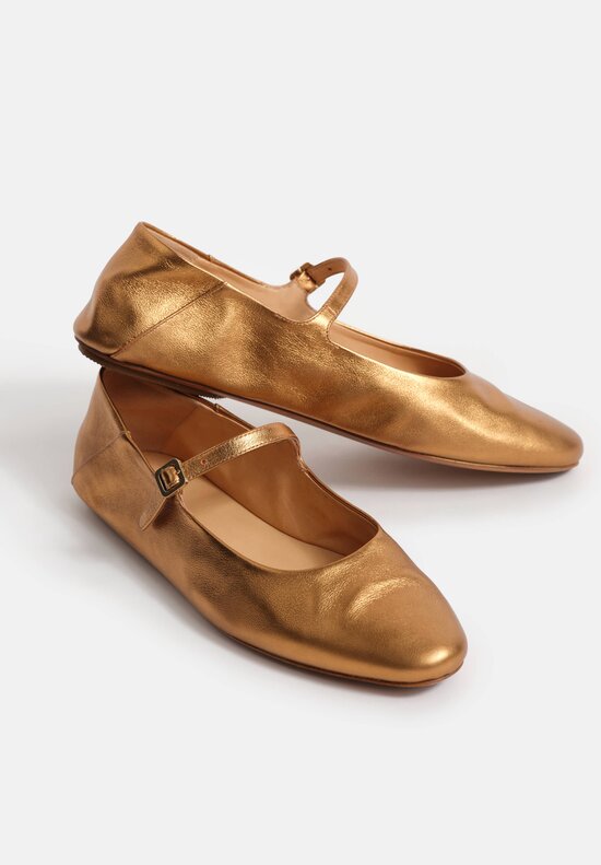 Marsèll Metallic Leather Strascico Mary Jane Flats