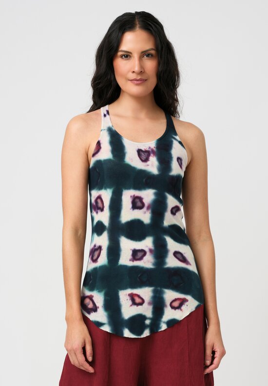 Gilda Midani Cotton Pattern-Dyed Tank Top in Emerald Sea Blue