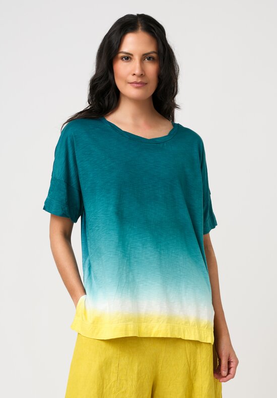 Gilda Midani Cotton Pattern-Dyed Super Tee in Golden Waves Teal