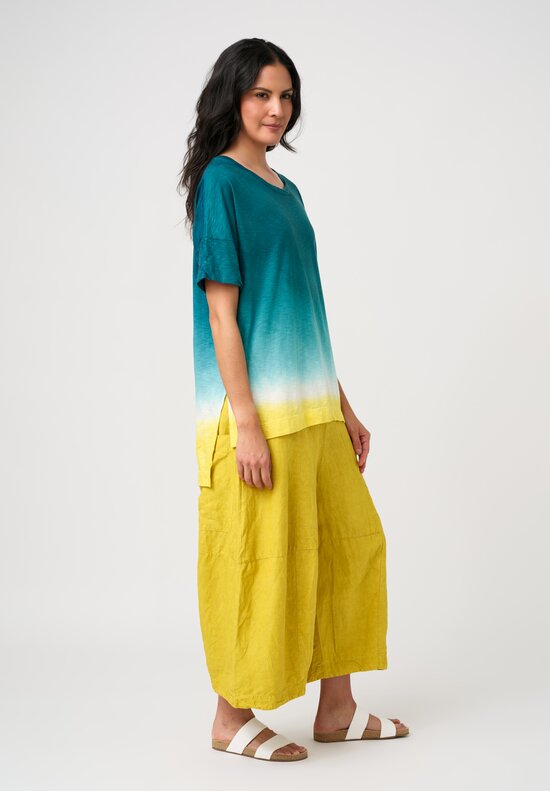 Gilda Midani Cotton Pattern-Dyed Super Tee in Golden Waves Teal