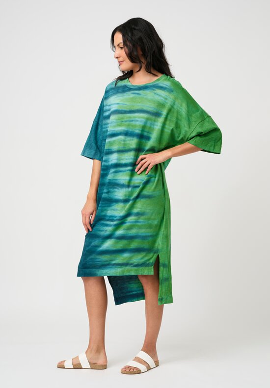 Gilda Midani Cotton Pattern-Dyed Super Dress in Hara Laser Green