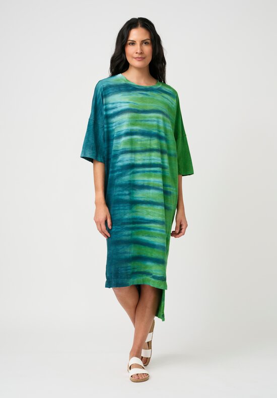 Gilda Midani Cotton Pattern-Dyed Super Dress in Hara Laser Green
