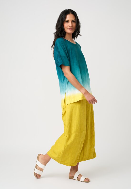 Gilda Midan Linen & Silk Solid Egg Pants in Light Curry Yellow
