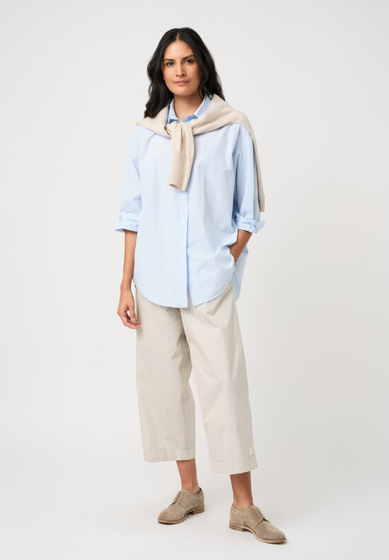 Bergfabel Washed Cotton Poplin June Shirt in Blue Micro-Gingham