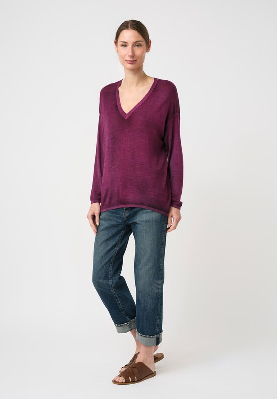 Avant Toi Cashmere & Silk V-Neck Barchetta Sweater