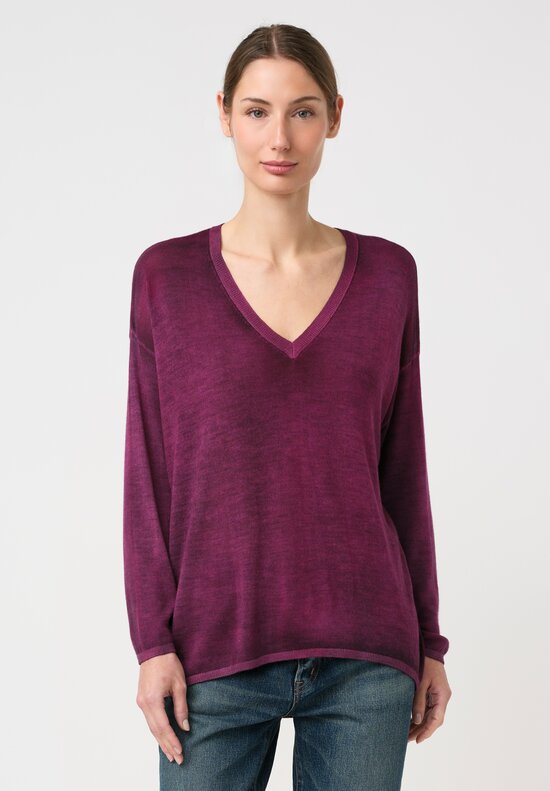 Avant Toi Cashmere & Silk V-Neck Barchetta Sweater
