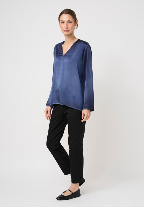Avant Toi Hand-Painted Stretch Silk Maglia Lunga V-Neck To