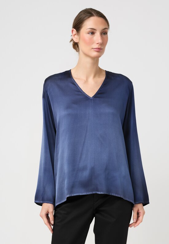 Avant Toi Hand-Painted Stretch Silk Maglia Lunga V-Neck To