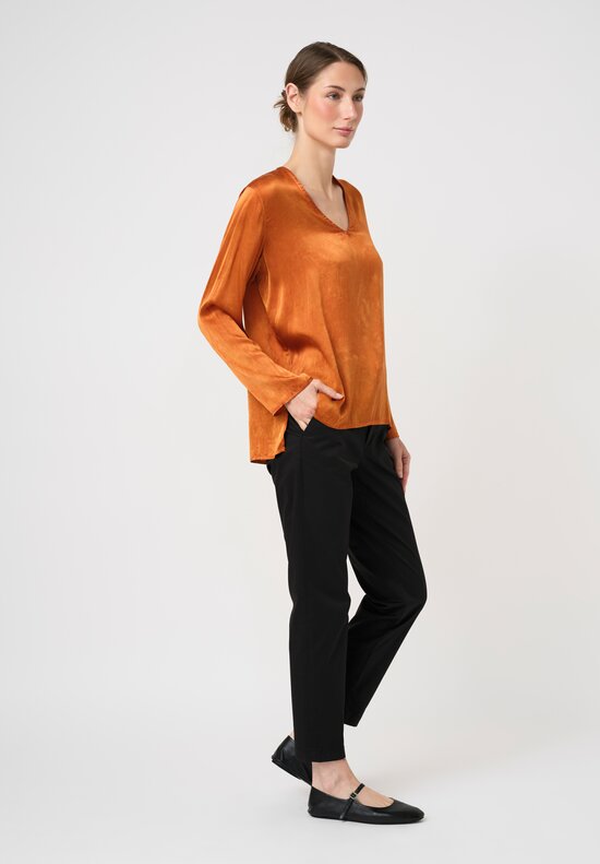Avant Toi Stretch Silk Effetto Maltinto V-Neck Lunga Top