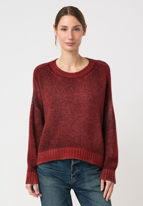 Avant Toi Hand-Painted Cashmere Silk Garzato Girocollo Sweater