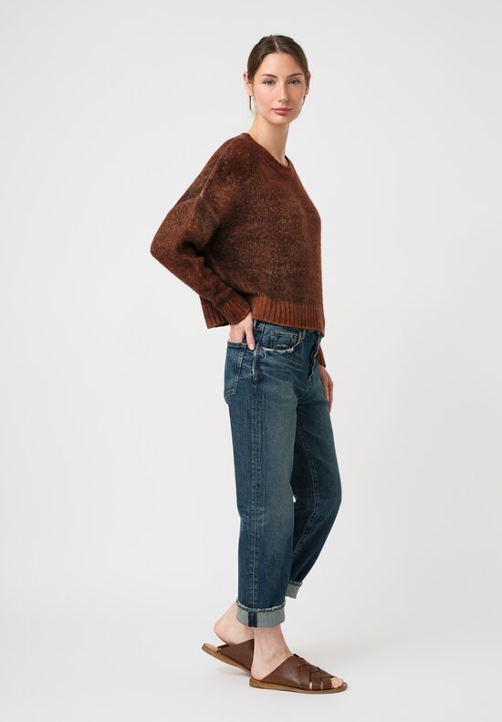 Avant Toi Hand-Painted Cashmere Silk Garzato Girocollo Sweater