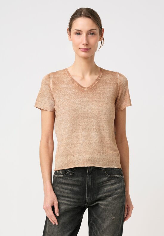 Avant Toi Linen Cotton Malfilè V-Neck Tee
