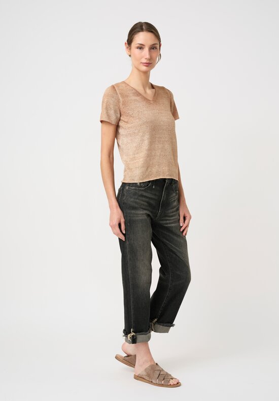 Avant Toi Linen Cotton Malfilè V-Neck Tee