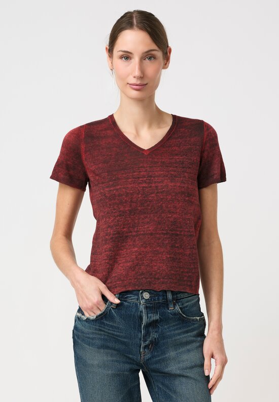 Avant Toi Linen Cotton Malfilé V-Neck T-Shirt