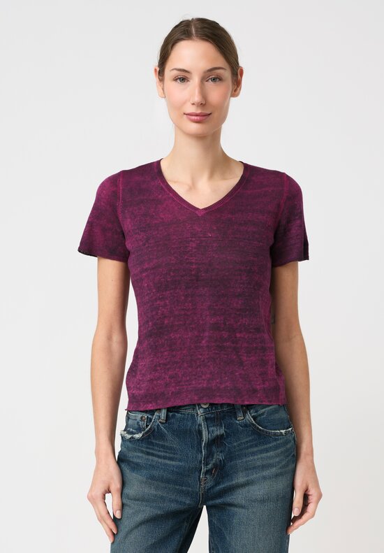 Avant Toi Linen Cotton Malfilé V-Neck T-Shirt