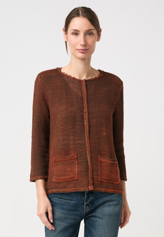 Avant Toi Hand-Painted Linen Cotton Tessuto Rete Jacket