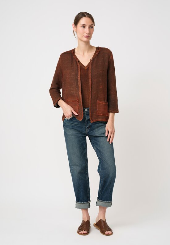 Avant Toi Hand-Painted Linen Cotton Tessuto Rete Jacket