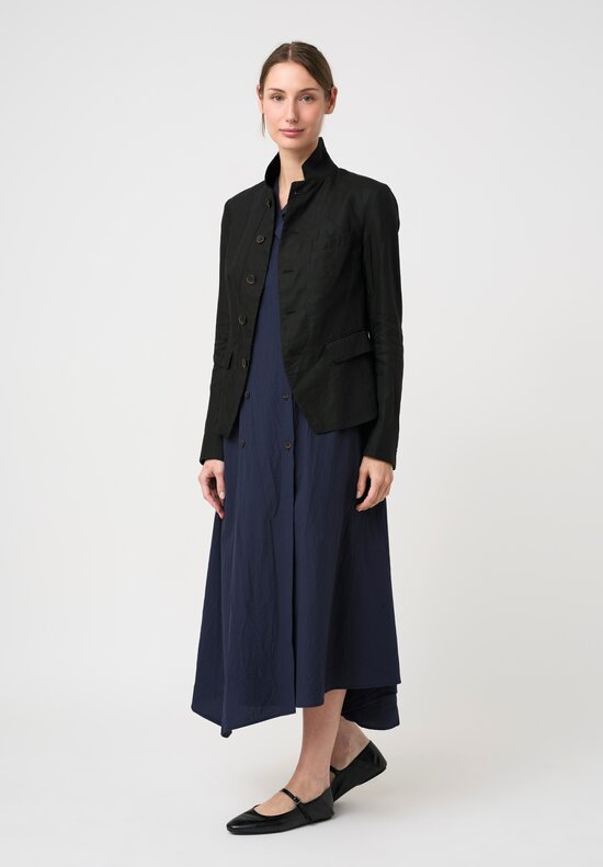 Forme d'Expression Linen Stand Collar Jacket in Black