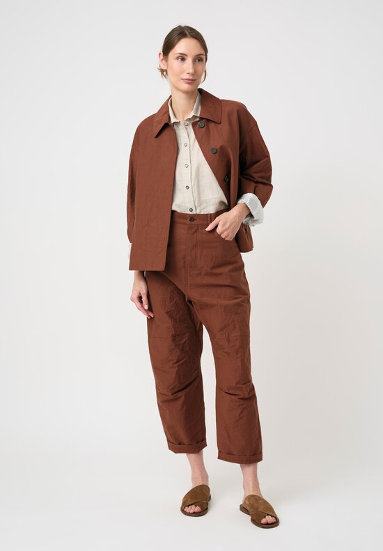 Forme d'Expression Cotton Canvas Side Vent Caban Jacket in Cacao Brown