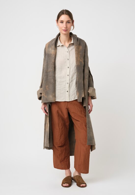 Forme d'Expression Woven Linen Squared Shirt in Powder White