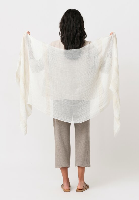 Forme d'Expression Linen Barre Scarf in Sand & White Stripes