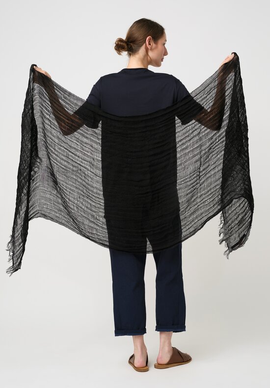 Forme d'Expression Linen Dotted Weave Lottie Scarf in Black