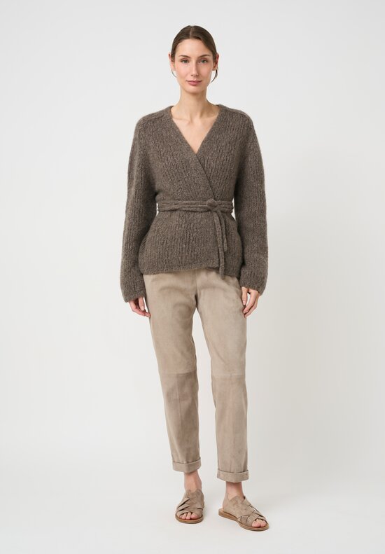 Wommelsdorff Hand Knit Cashmere & Silk Crop Belted Toshi Cardigan