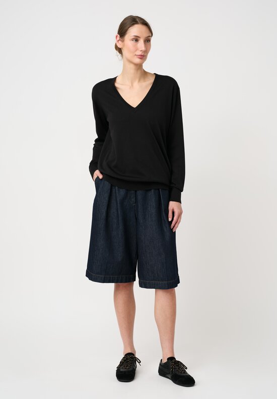 Dries Van Noten Thermal V-Neck Tuomas Sweater in Black